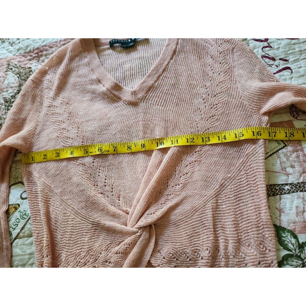 Veronica Beard Kellan Twist Front Sweater PInk Semi Sheer Linen Blend Womens XS - Picture 7 of 10